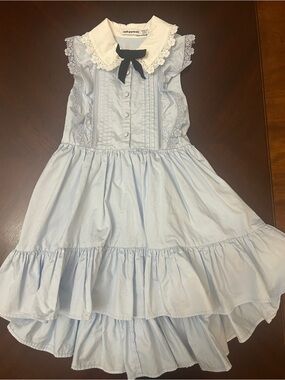 Self-Portrait Girls Lace Collar Blue Ruffle Dress 3-4Y